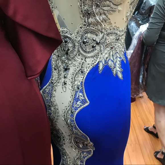 Blue and Gold Prom Dress